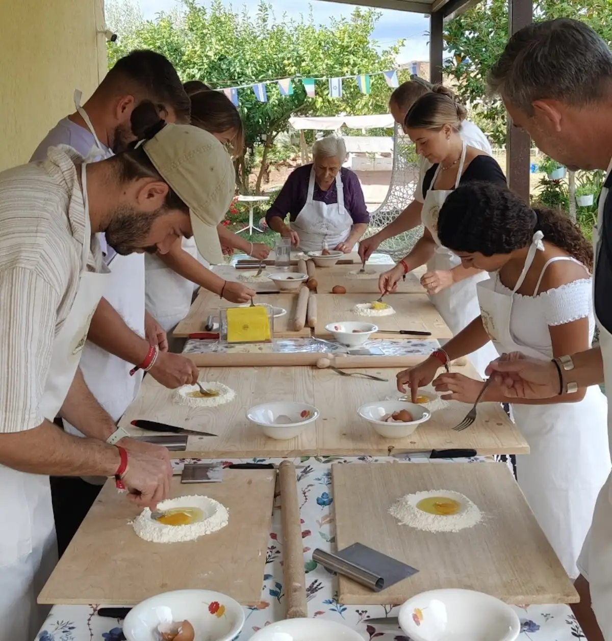 A warm family moment in a Calabrian countryside kitchen.